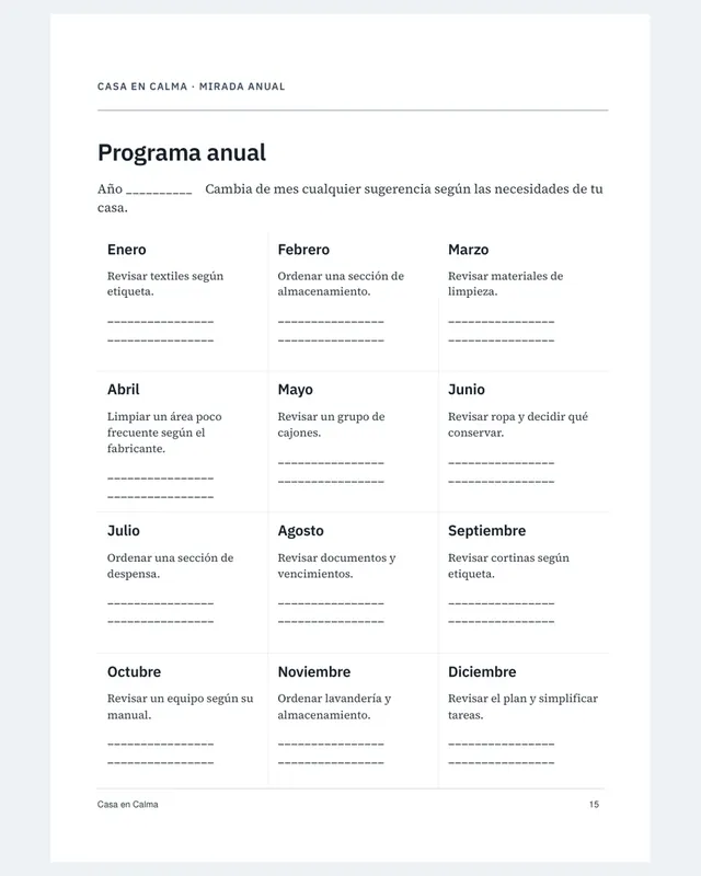 Página 15, programa anual